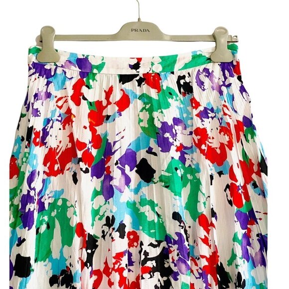 Tanya Taylor Jeana Midi Skirt, Multi Color Printed Soft Pleats, Size 10, NWT - Picture 6 of 10